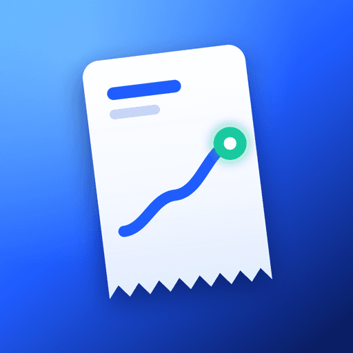 BillWatch app icon: a paper bill with a rising forecast line